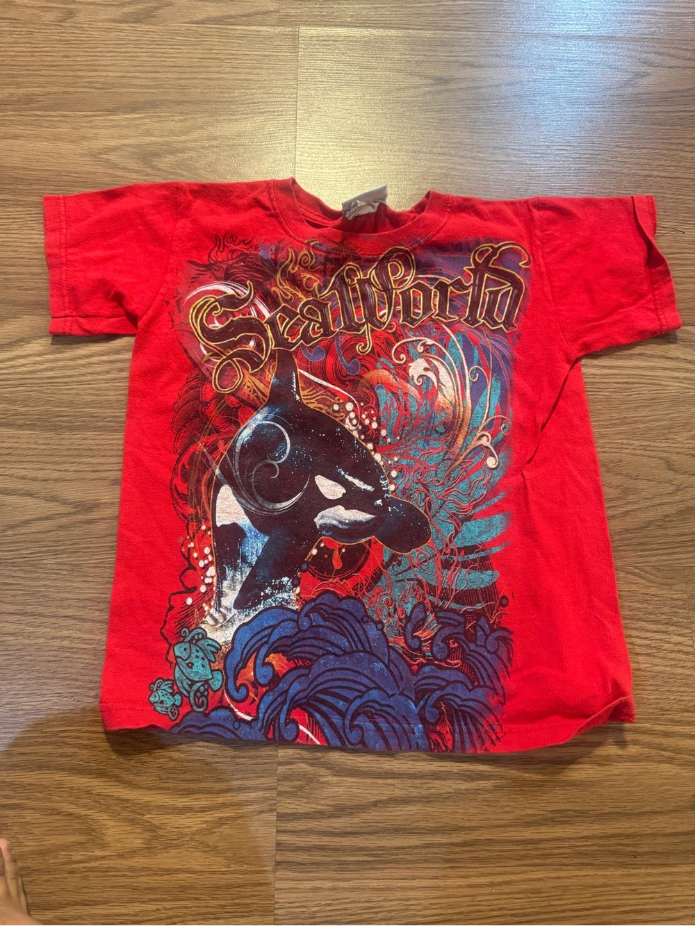 Vintage Red 'Seaworld' Graphic Kids T-Shirt